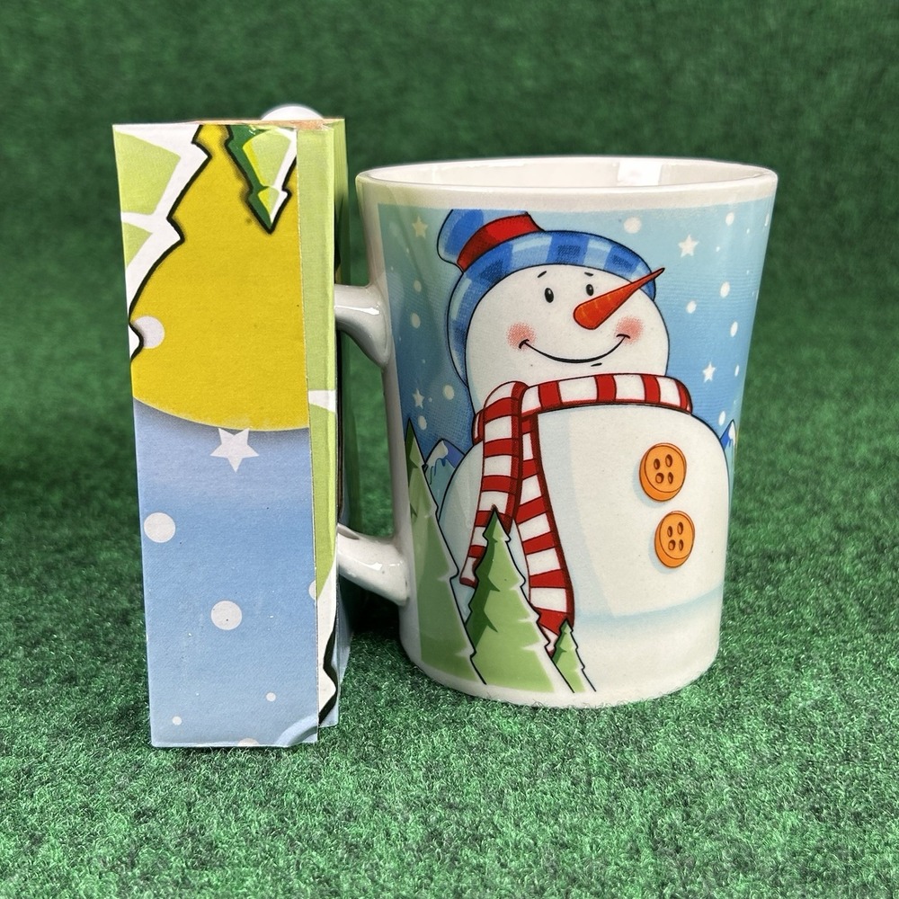 NEW Happy Holiday Snowman Mug Cocoa Coffee Tea Cup Spoon Christmas Holidays Snow - Picture 10 of 11